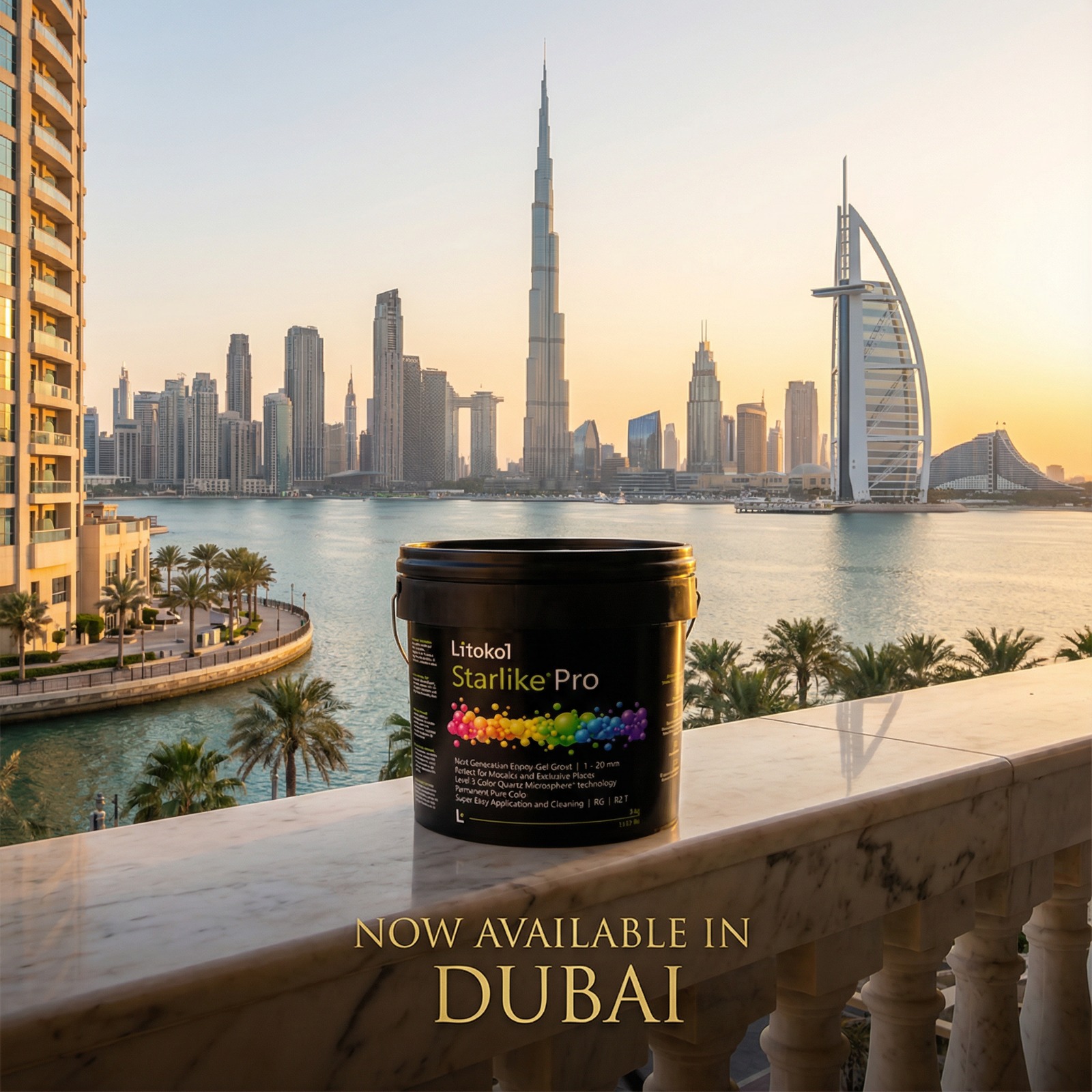 Image of Litokol Starlike Pro Epoxy Grout by Tile Guru with Dubai's background